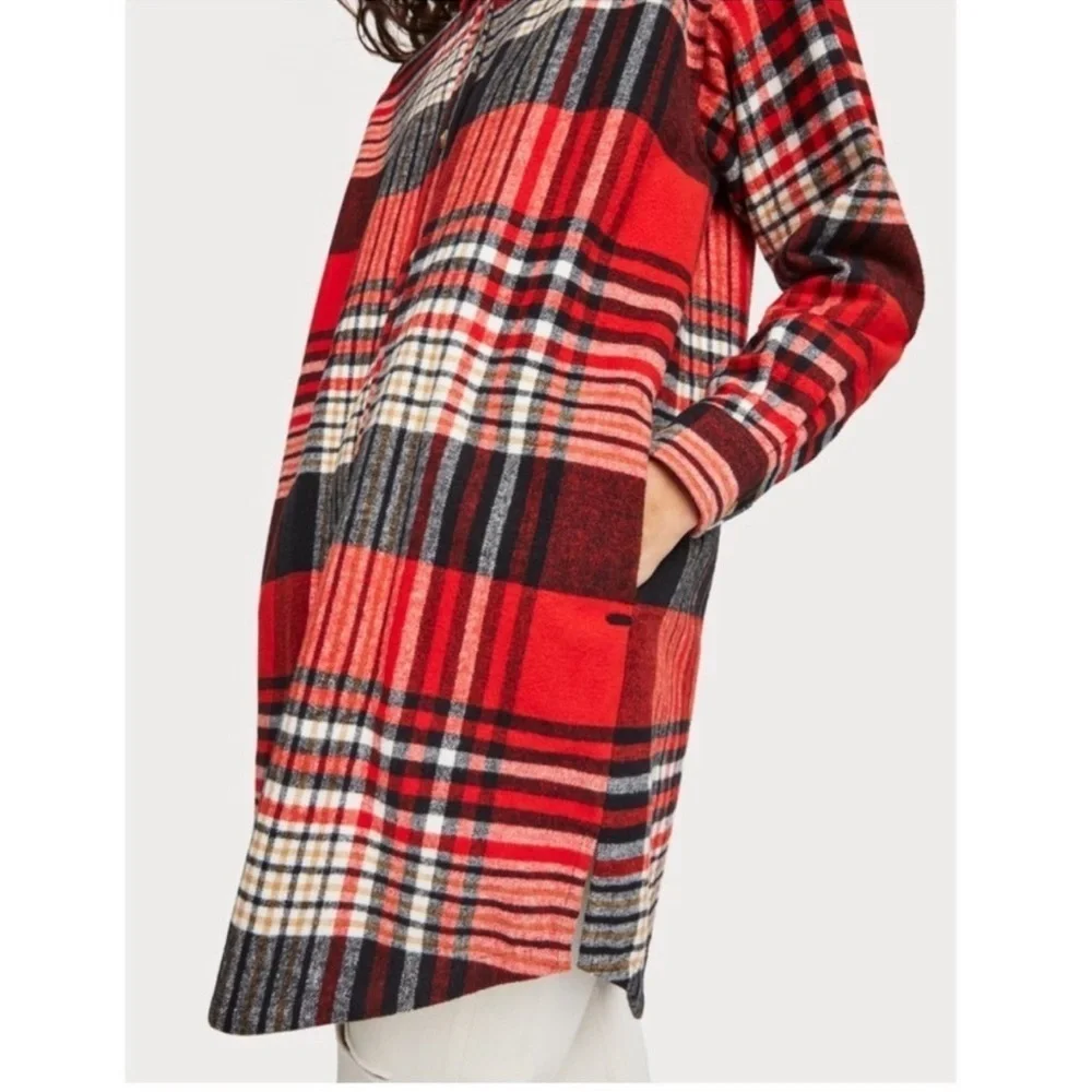 NEW Scotch & Soda Oversized Checked Overcoat Size XS Color Red Black - Picture 3 of 8